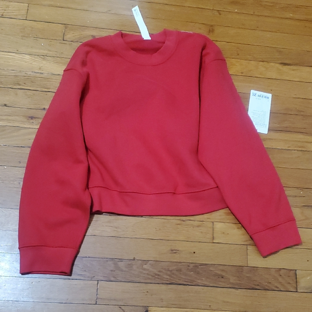 Red Cropped Crewneck Sweatshirt